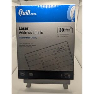 Quill Address Labels White 2-5/8x1 Laser 3000 Count 7-10786 100 Sheets